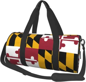 Sports Travel Gym Bag Maryland Flag Fitness Duffle Bag with Inner Pocket and Adjustable Shoulder Strap for Women & Men