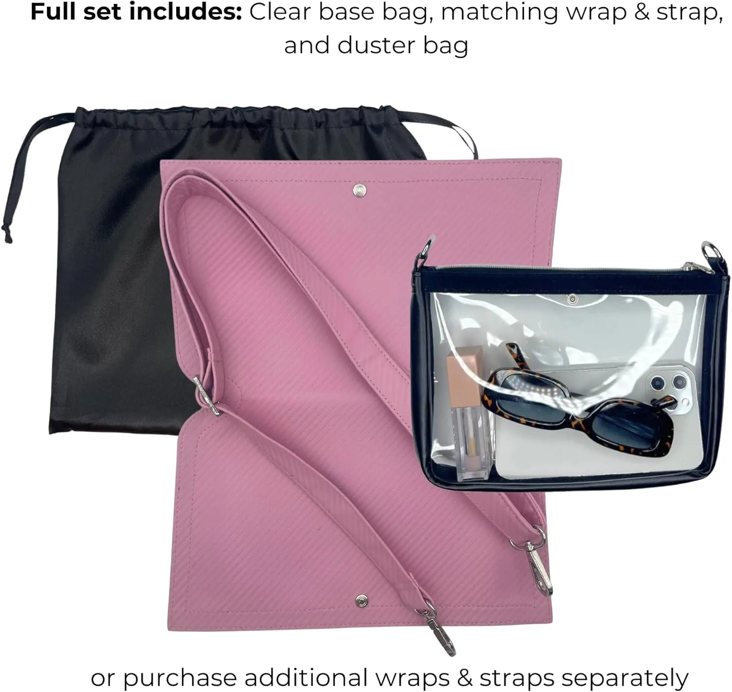 Stadium Bag Full Set - Clear Bag with Removable Outer Wrap, Stadium Approved Clear Bag for Concerts, Sports, Events