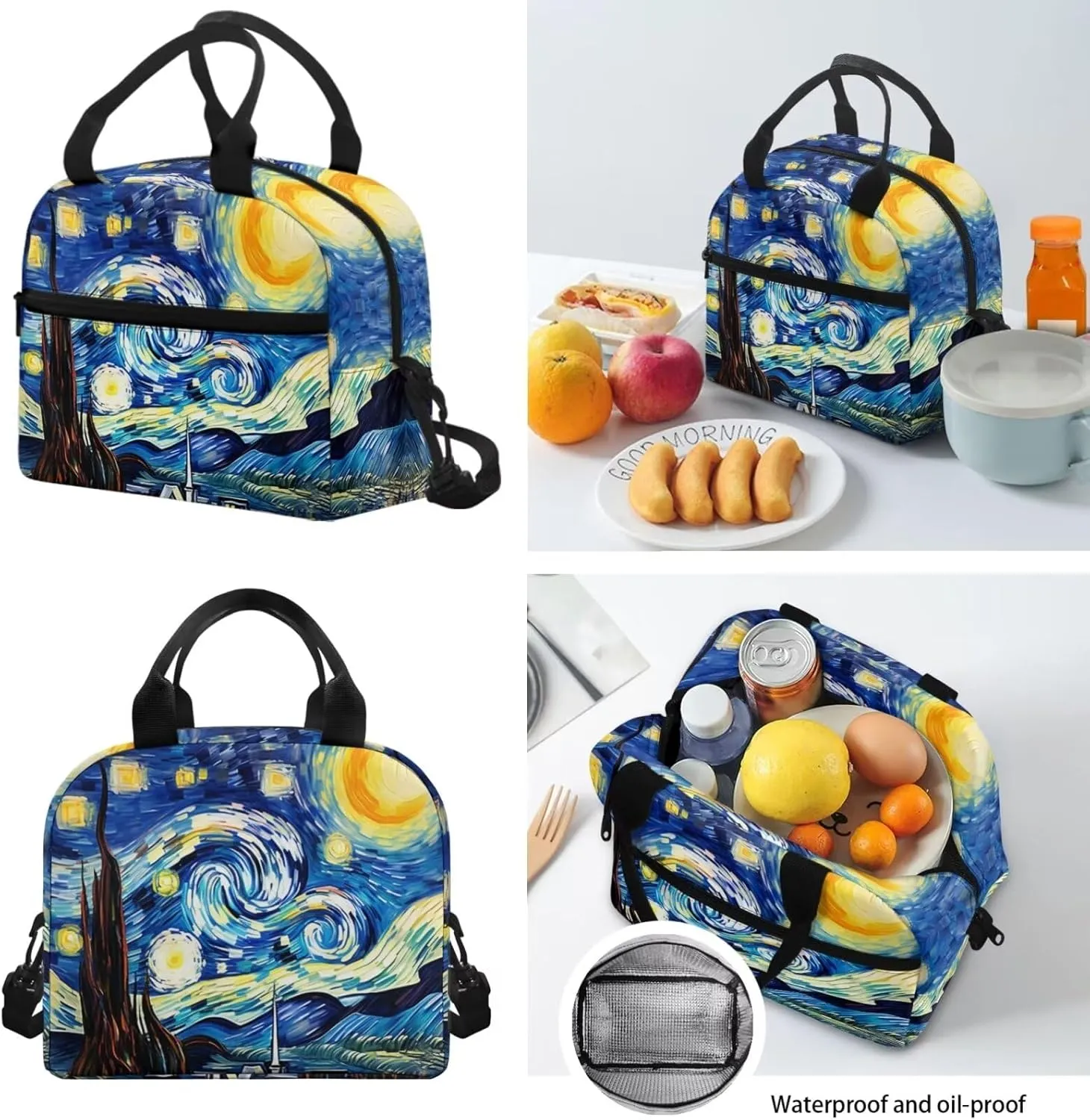 Starry Night School Backpack for Boys Girls 8-12 Middle School Bags Set With Lunch Box Pencil Case 3 In 1 Galaxy Bookbags 5Th-7Th Grade 15.6 Inch Bookbag Casual Travel Daypack Blue