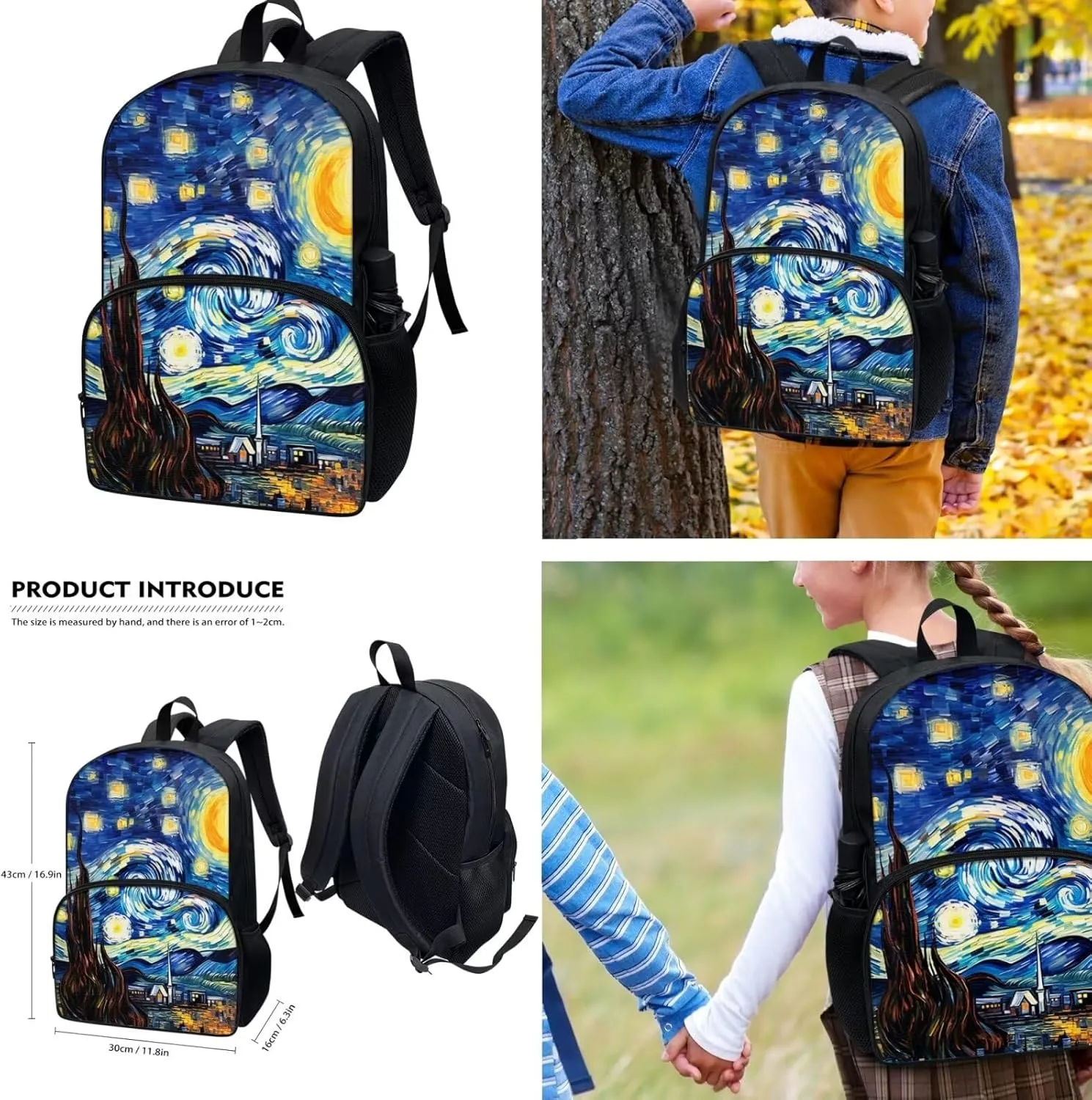 Starry Night School Backpack for Boys Girls 8-12 Middle School Bags Set With Lunch Box Pencil Case 3 In 1 Galaxy Bookbags 5Th-7Th Grade 15.6 Inch Bookbag Casual Travel Daypack Blue