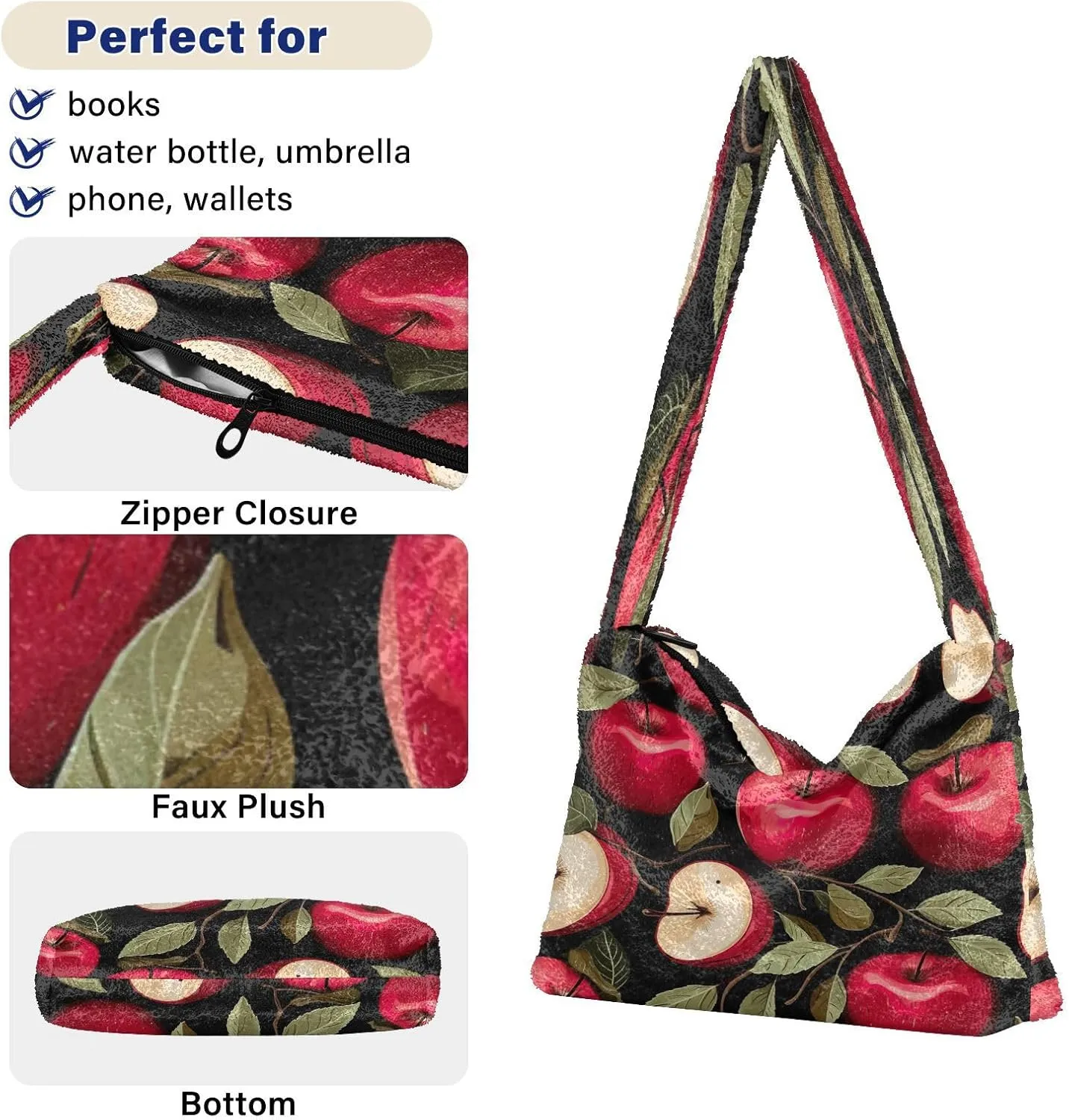 Starry Night with Sand and Moon Plush Tote Bag, Plush Hand Bag, Tote Bag Young Women