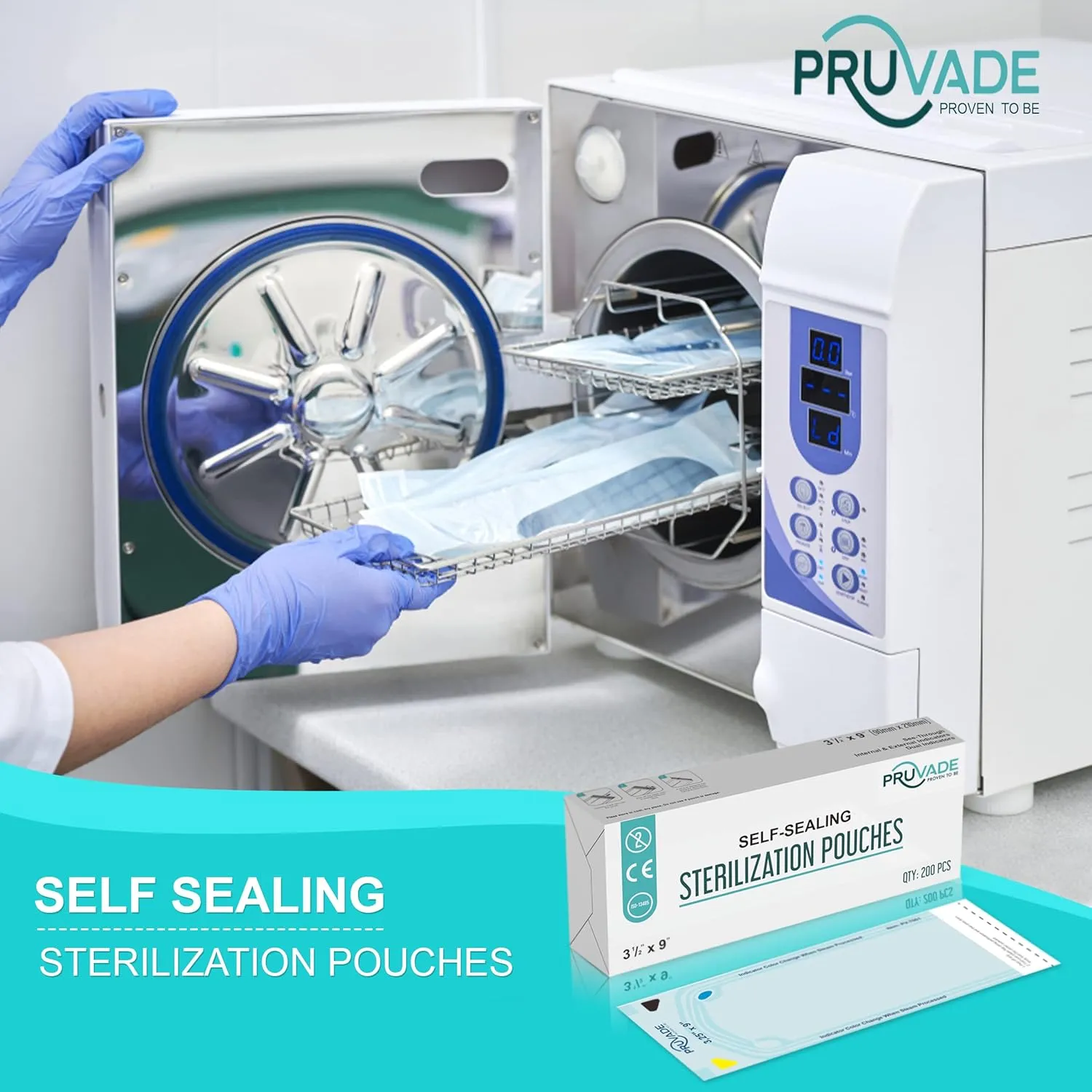 Sterilization Pouches - 200 Pack 7.5” x 13” Sterilizer Bags for Dental Offices - Autoclave Self Sealing Sterilization Pouch for Dental Instruments, Nail Techs, Tattoo, Medical Lab-7.5” x 13”
