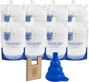 Steward Paint Storage Pack – 8 Reusable Paint Saver Bags with Funnel & Filler Clip, Airtight Pouches for Easy Mixing & Dispensing, Durable for Home DIY Professional Painters