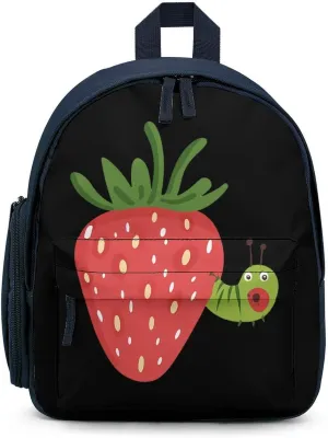 Strawberry Caterpillar Small Travel Laptop Backpack Casual Daypack with Side Pockets for Shopping Work