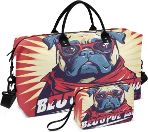 Struggle Dog Travel Duffel Bags with Toiletry Bag and Adjustable Strap for Travel Gym Yoga