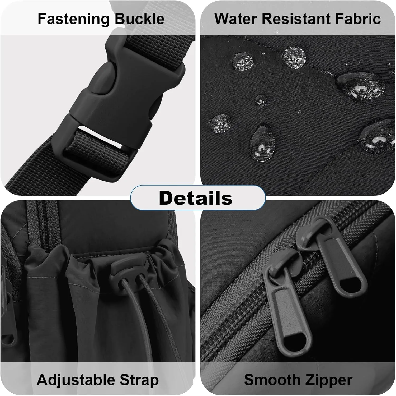 Stylish Sling Bag for Women – Versatile Crossbody Backpack with Adjustable Strap, Lightweight Shoulder Bag for Travel, Hiking & Sports(Black-Large)