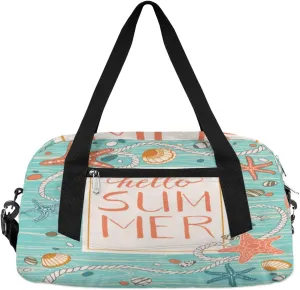 Summer Seastars Rope Kids Duffle Bag for Boys Girls Overnight Travel Bag Kids Duffel Bags Ballet Weekender Bag for School Gym Sport Sleepover Carry On Bag