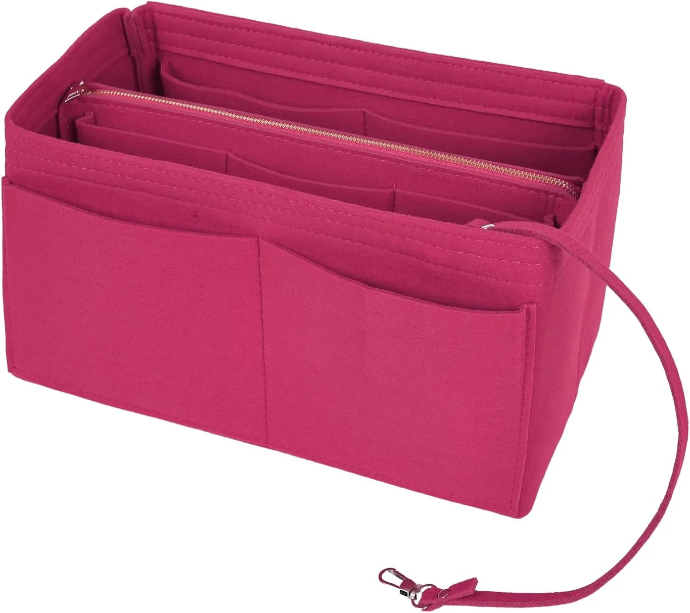 Surblue Purse Organizer Insert for Handbags, Felt Bag Organizer, Tote Bag Organizer, Tote Shaper Insert With Zippers, Thicken and Portable Handbag in Bag for Speedy Neverfull PM MM, (Rose, M)