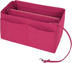 Surblue Purse Organizer Insert for Handbags, Felt Bag Organizer, Tote Bag Organizer, Tote Shaper Insert With Zippers, Thicken and Portable Handbag in Bag for Speedy Neverfull PM MM, (Rose, M)