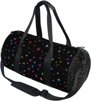 susiyo Small Sports Gym Bag Colorful Christmas Sparks and Stars Compact Workout Duffle Bags for Men Women