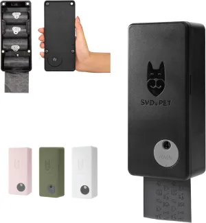 SVD.PET Dog Poop Bag Dispenser with 60 Bags, Wall Mount Waste Bag dispenser, Holds 4 Rolls of Waste Bags, Indoor/Outdoor Wall mount or Place on Table(Black, Dispenser   Bags)