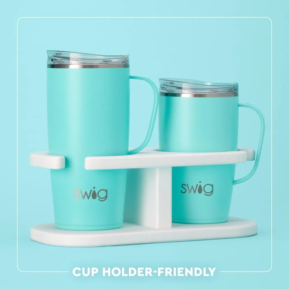 Swig Life 22oz Travel Mug, Insulated Tumbler with Handle and Lid, Cup Holder Friendly, Dishwasher Safe, Stainless Steel, Travel Coffee Cup, Insulated Mug with Lid (Moon Shine)