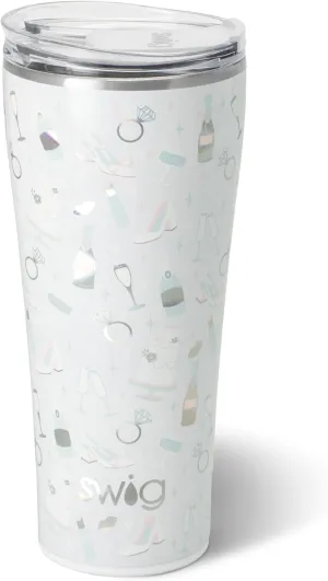 Swig Life 32oz Insulated Tumbler, Travel Coffee Tumbler with Lid, Cup Holder Friendly Travel Coffee Mug, Stainless Steel Thermos with Lid (Bride to Be)