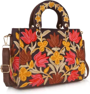 Synthetic Leather Gorgeous Embroidery Stylish Design Shoulder Crossbody Hobo Women Handbag