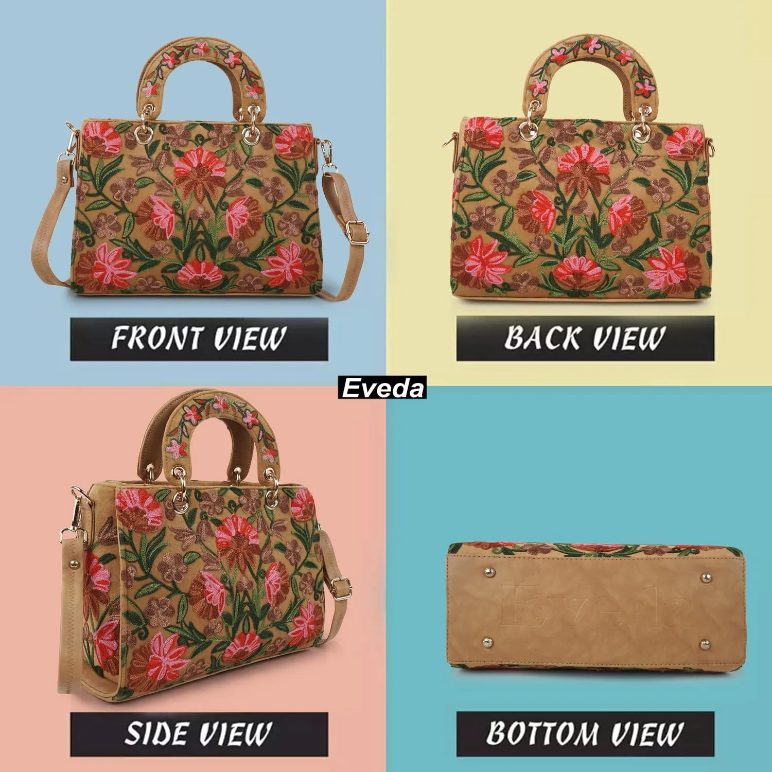 Synthetic Leather Gorgeous Embroidery Stylish Design Shoulder Crossbody Hobo Women Handbag