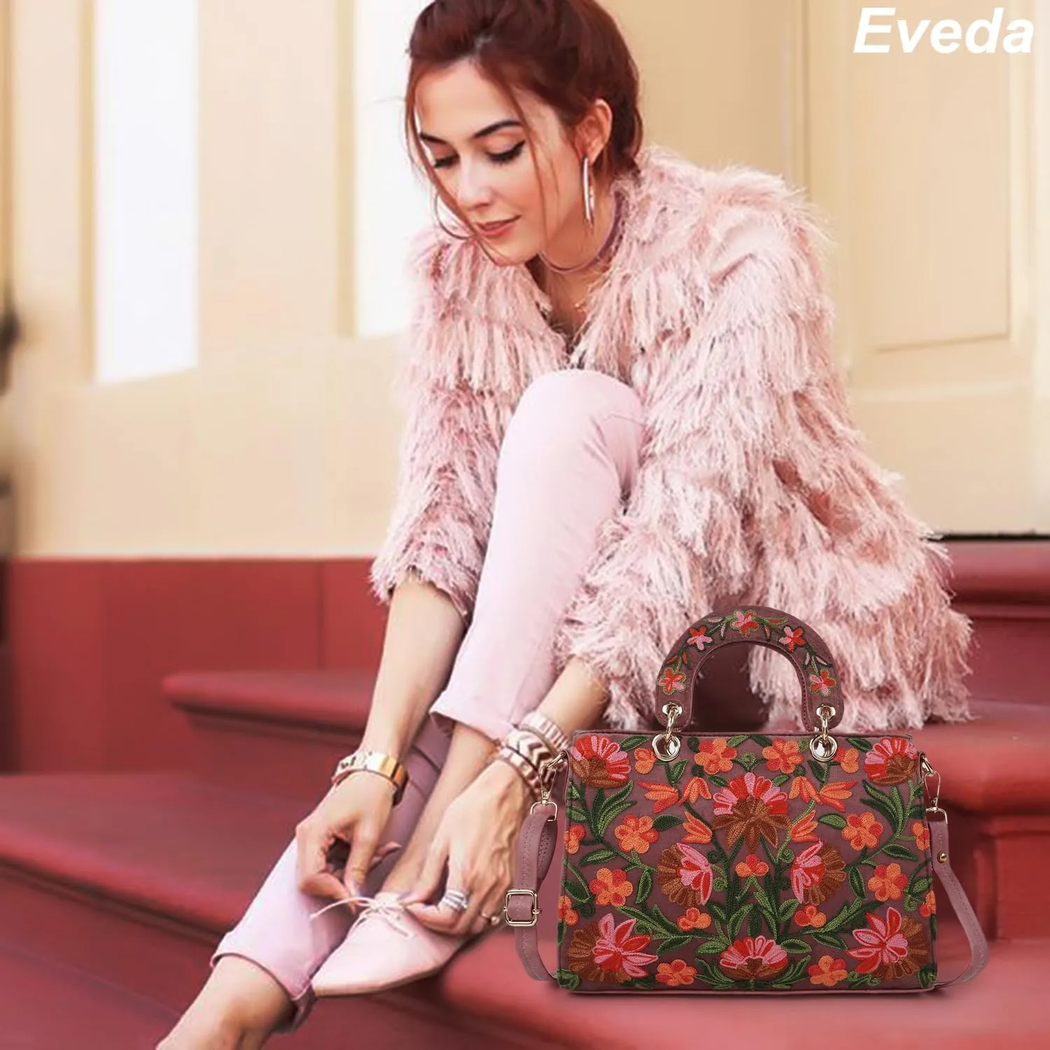 Synthetic Leather Gorgeous Embroidery Stylish Design Shoulder Crossbody Hobo Women Handbag