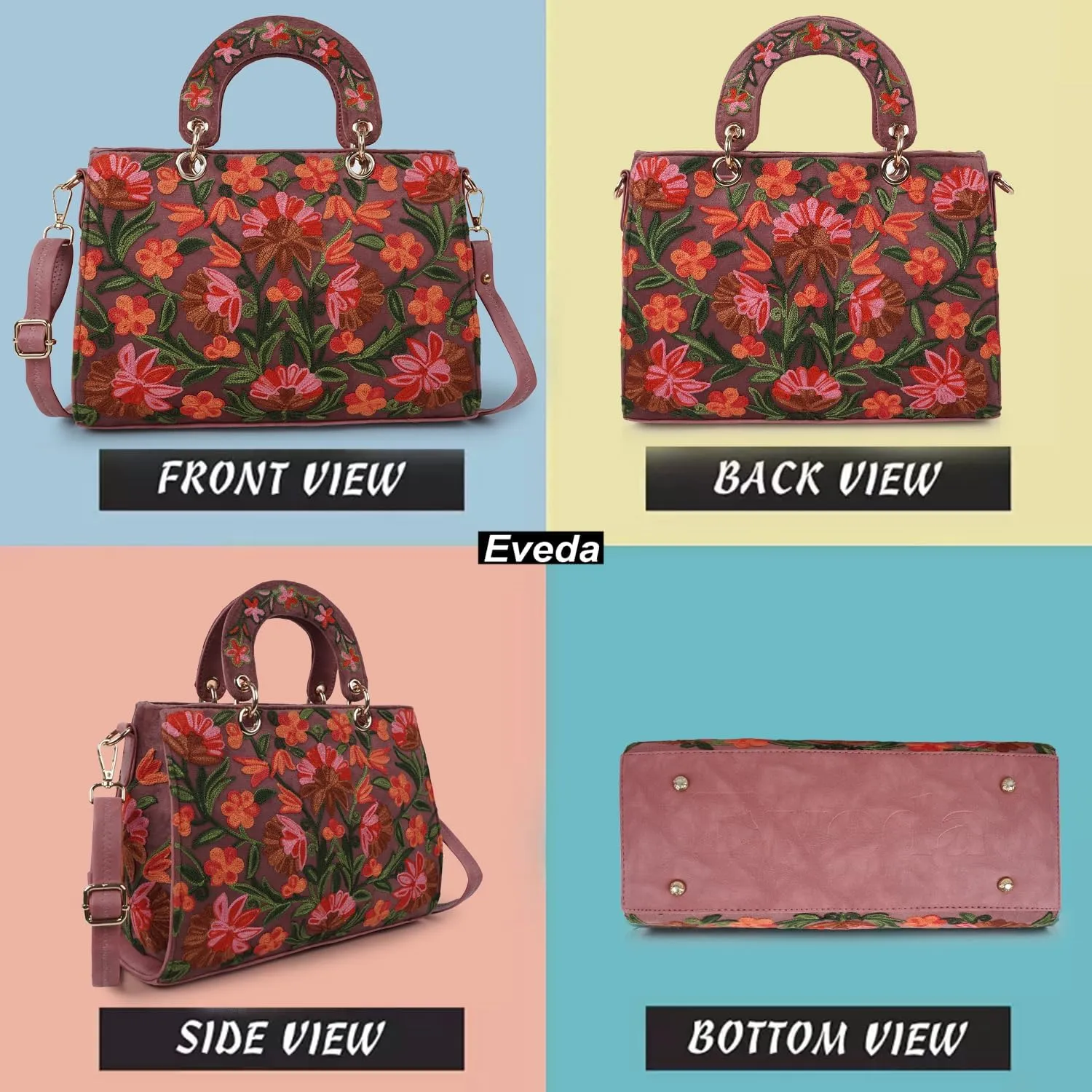 Synthetic Leather Gorgeous Embroidery Stylish Design Shoulder Crossbody Hobo Women Handbag
