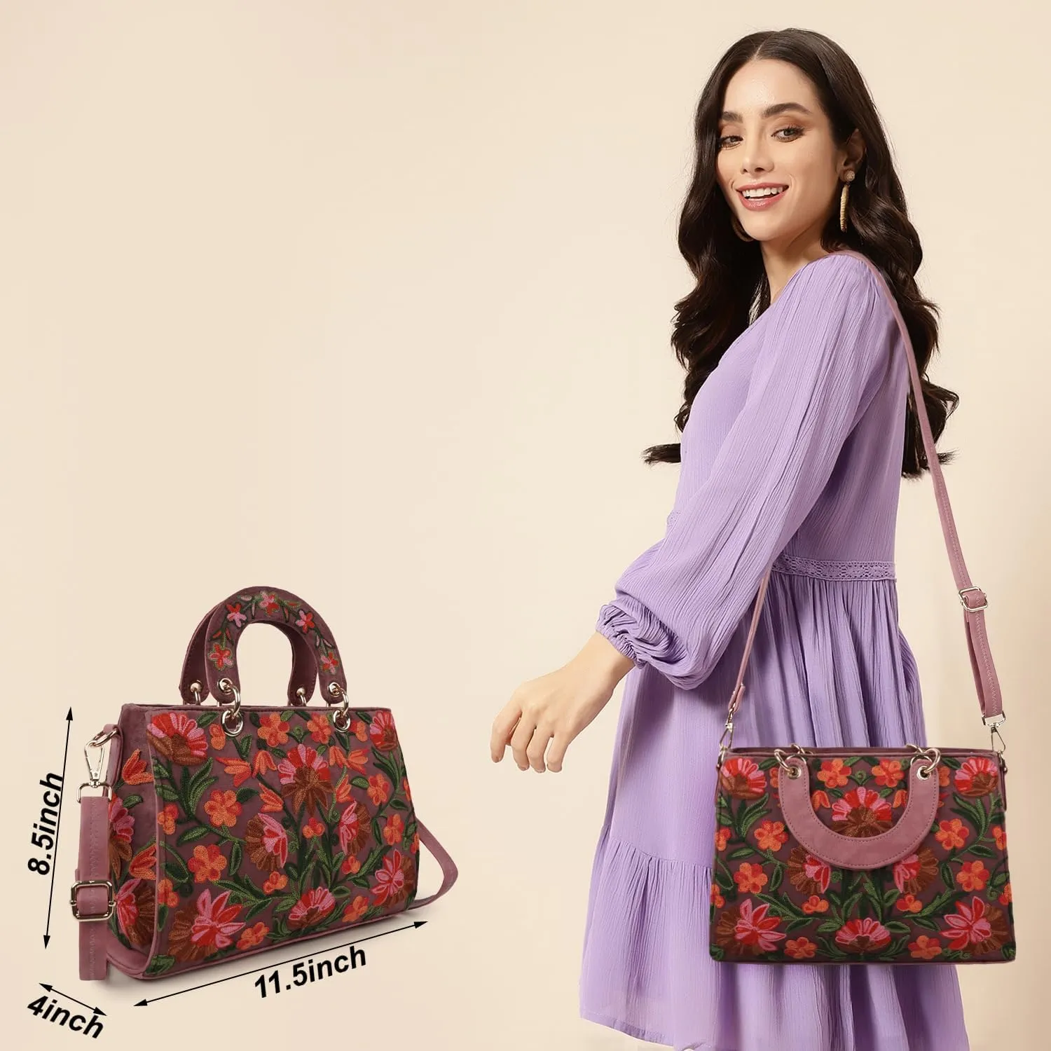Synthetic Leather Gorgeous Embroidery Stylish Design Shoulder Crossbody Hobo Women Handbag