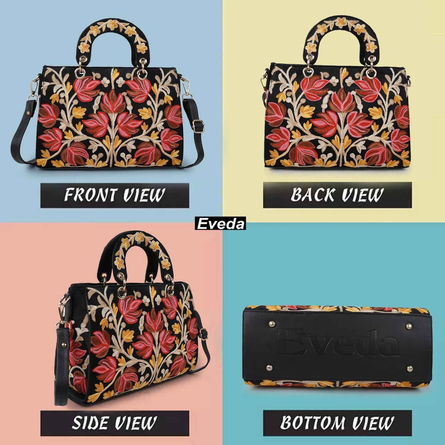 Synthetic Leather Gorgeous Embroidery Stylish Design Shoulder Crossbody Hobo Women Handbag