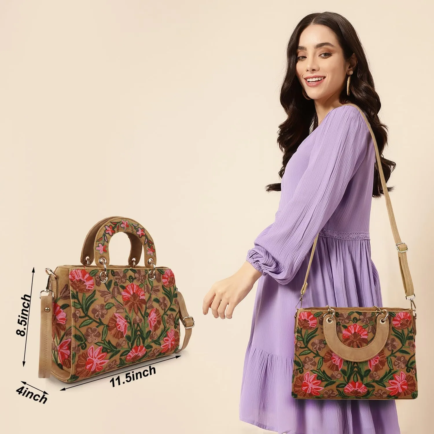 Synthetic Leather Gorgeous Embroidery Stylish Design Shoulder Crossbody Hobo Women Handbag