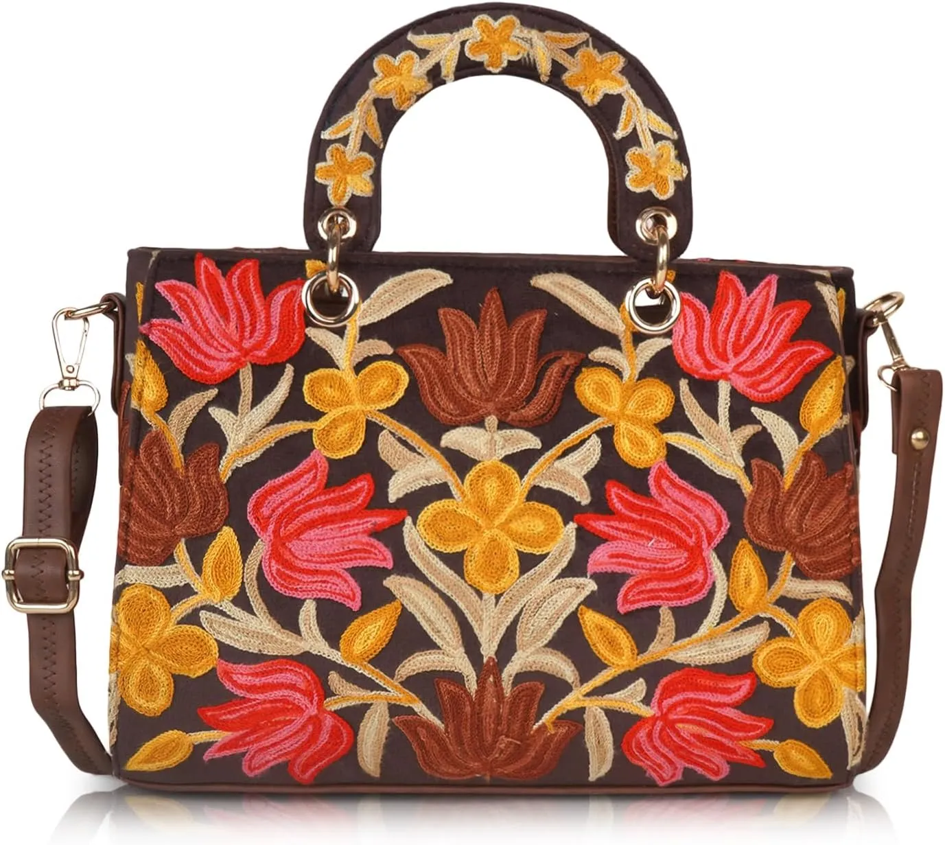 Synthetic Leather Gorgeous Embroidery Stylish Design Shoulder Crossbody Hobo Women Handbag