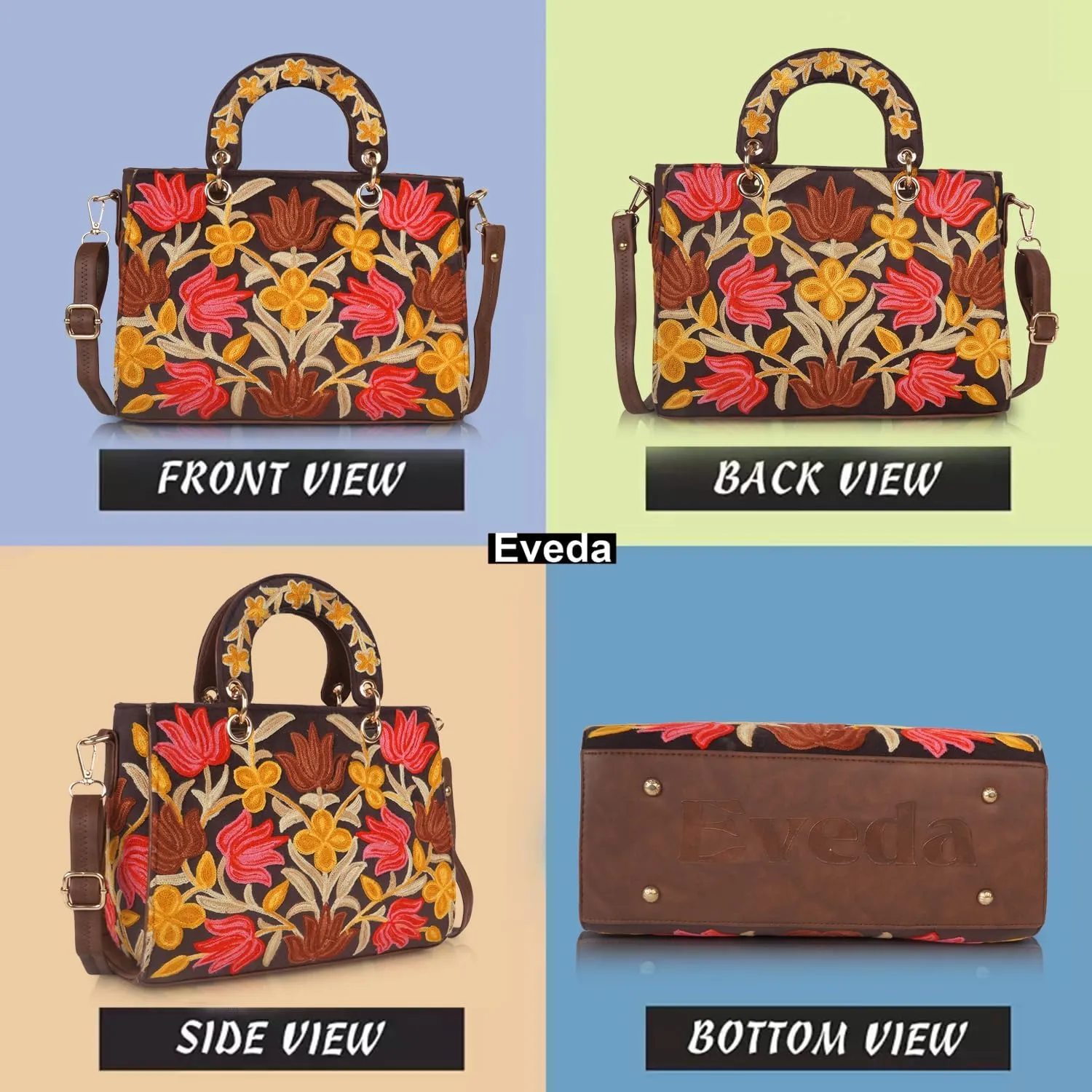 Synthetic Leather Gorgeous Embroidery Stylish Design Shoulder Crossbody Hobo Women Handbag