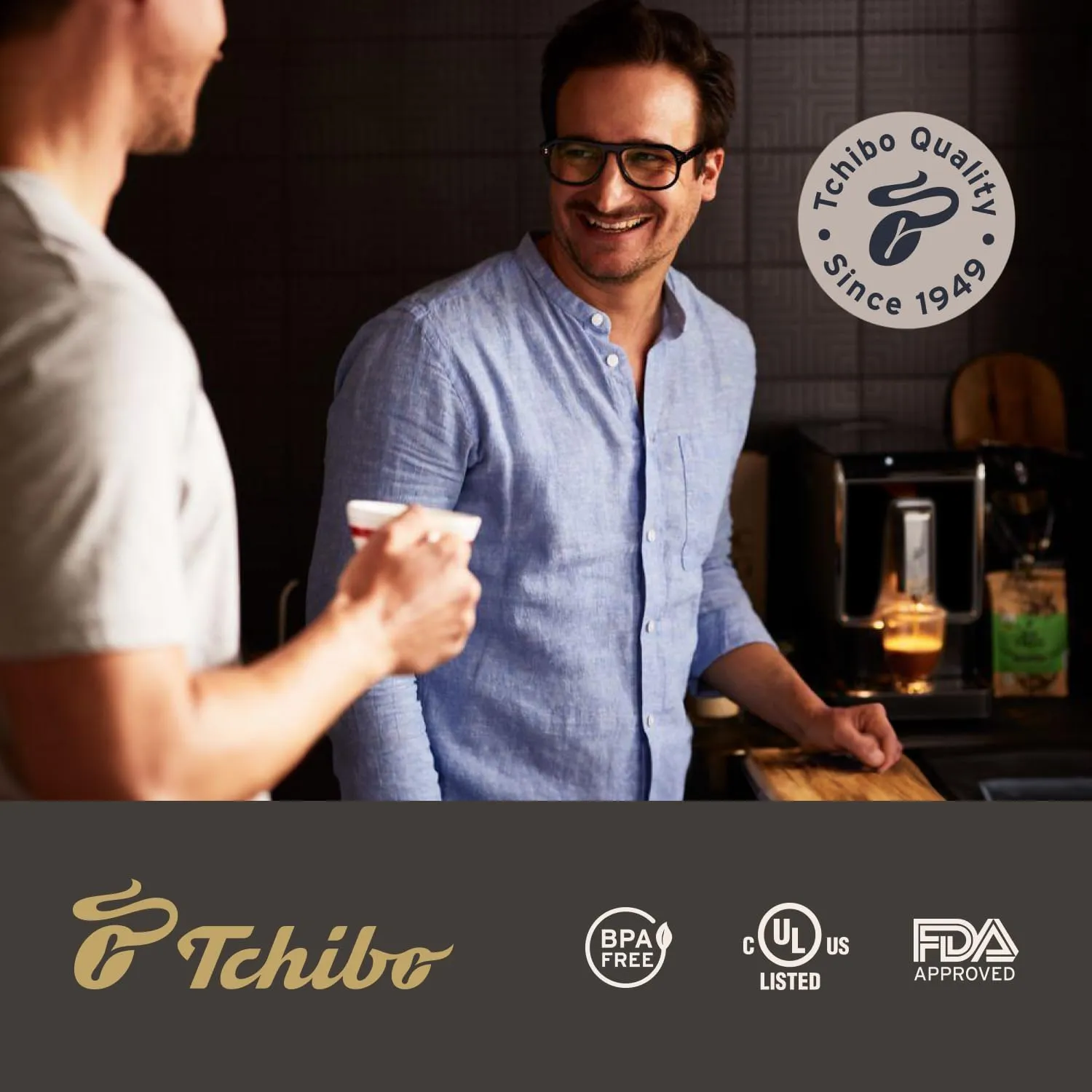 Tchibo Automatic Espresso & Coffee Machine Bundle with Built-in Grinder, Comes With 2 x 17.6 oz. Bags of Whole Bean Coffee, Black