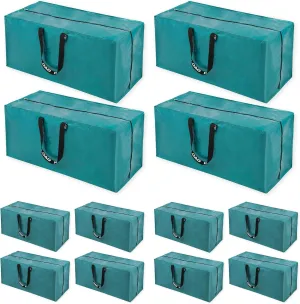 Teal Moving Bags - 8 Pack Extra Large Heavy Duty Storage Bags With Zipper & Reinforce Handles | 29x14x13 Inch Moving Tote Bags Bulk For Clothing, Shoes, Travel