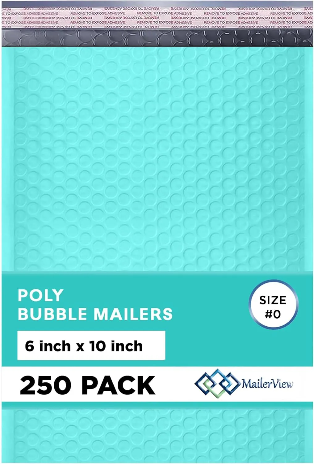 Teal Small Poly Bubble Mailers 6x10 inch #0 | Self Seal Padded Envelopes | Cushioned Bubble Mailer | Usable Size 6x9 | WaterProof | Lightweight mailing Shipping Bags | 250 Pack Bulk