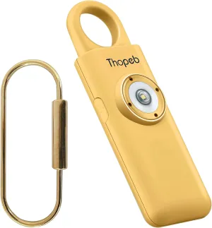 Thopeb–Rechargeable Safety Alarm - 140dB Siren & Strobe Light, Personal Security Keychain for Women/Men/Kids, Emergency Self Defense Device with Low-Battery Alert (Metallic Gold)