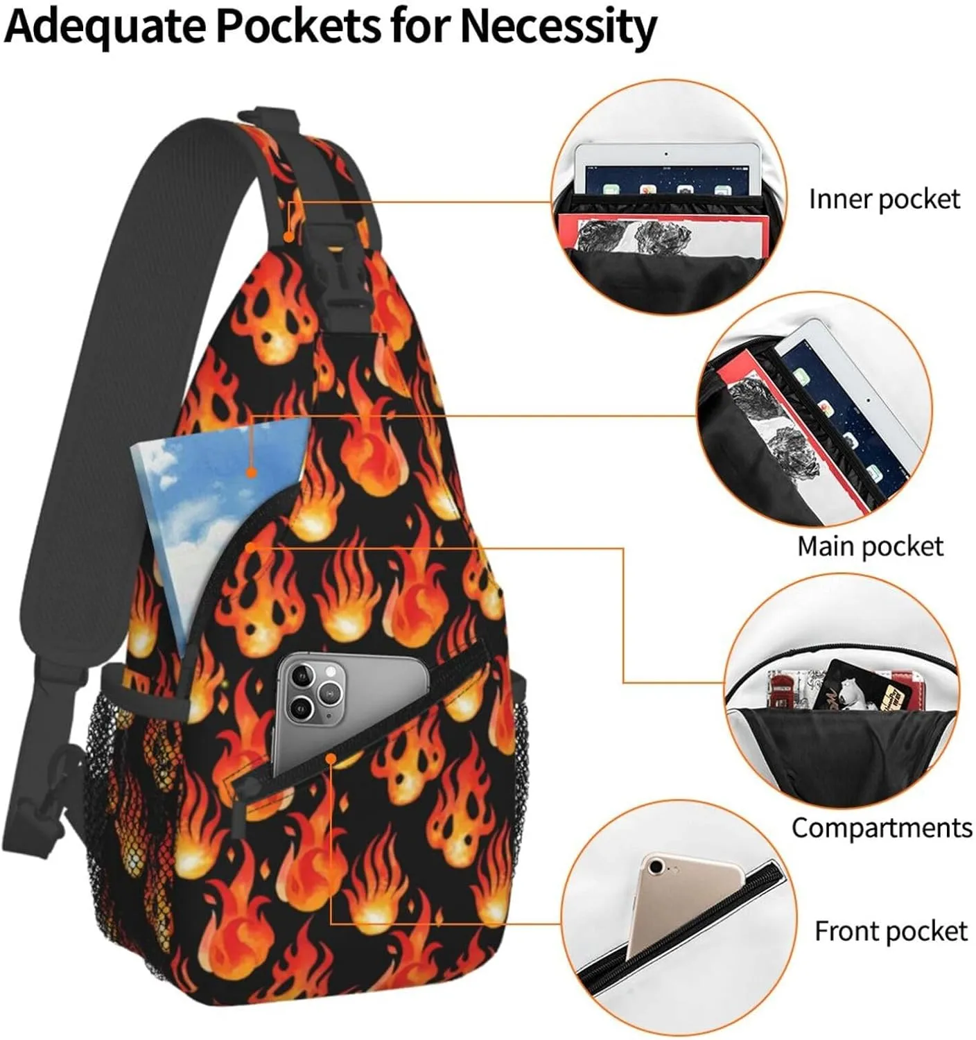 Tie Dye Swirl Rainbow Chest Bags Crossbody Sling Bag Shoulder Bag Travel Hiking Daypack For Men Women