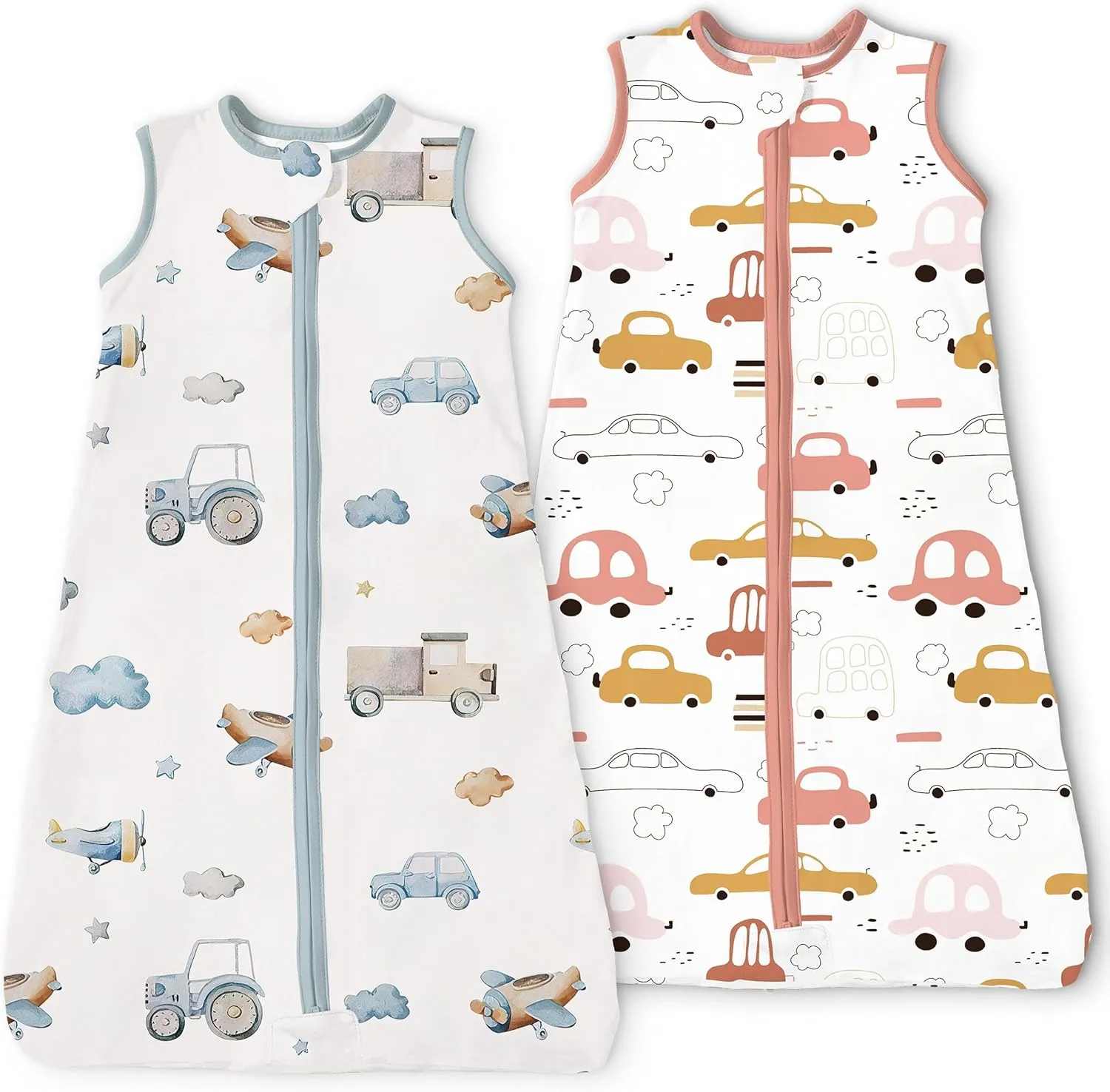 Toddler Sleep Sacks 2T-3T-4T, 0.5 TOG Light Summer Wearable Blankets, Extra Long XL Sleeping Bags, 2 Pack