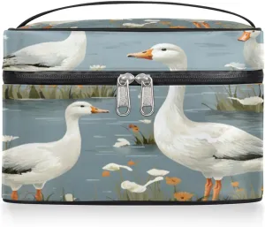 Toiletry Bags Duck Large Capacity Travel Makeup Organizer Case, White Ducks Portable Toiletry Bag for Women Makeup Brush Bag Storage Bag