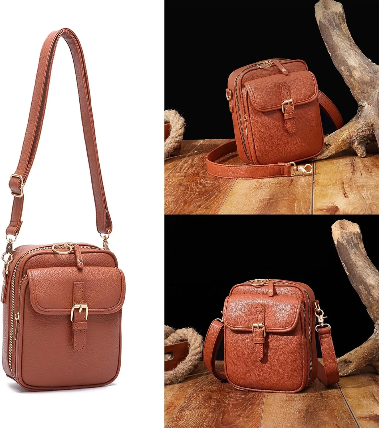 Tojoyride Crossbody Bag Small Leather Messenger Bag Urvashi Crossbody Purse For Women Men Shoulder Bags With Card Slots