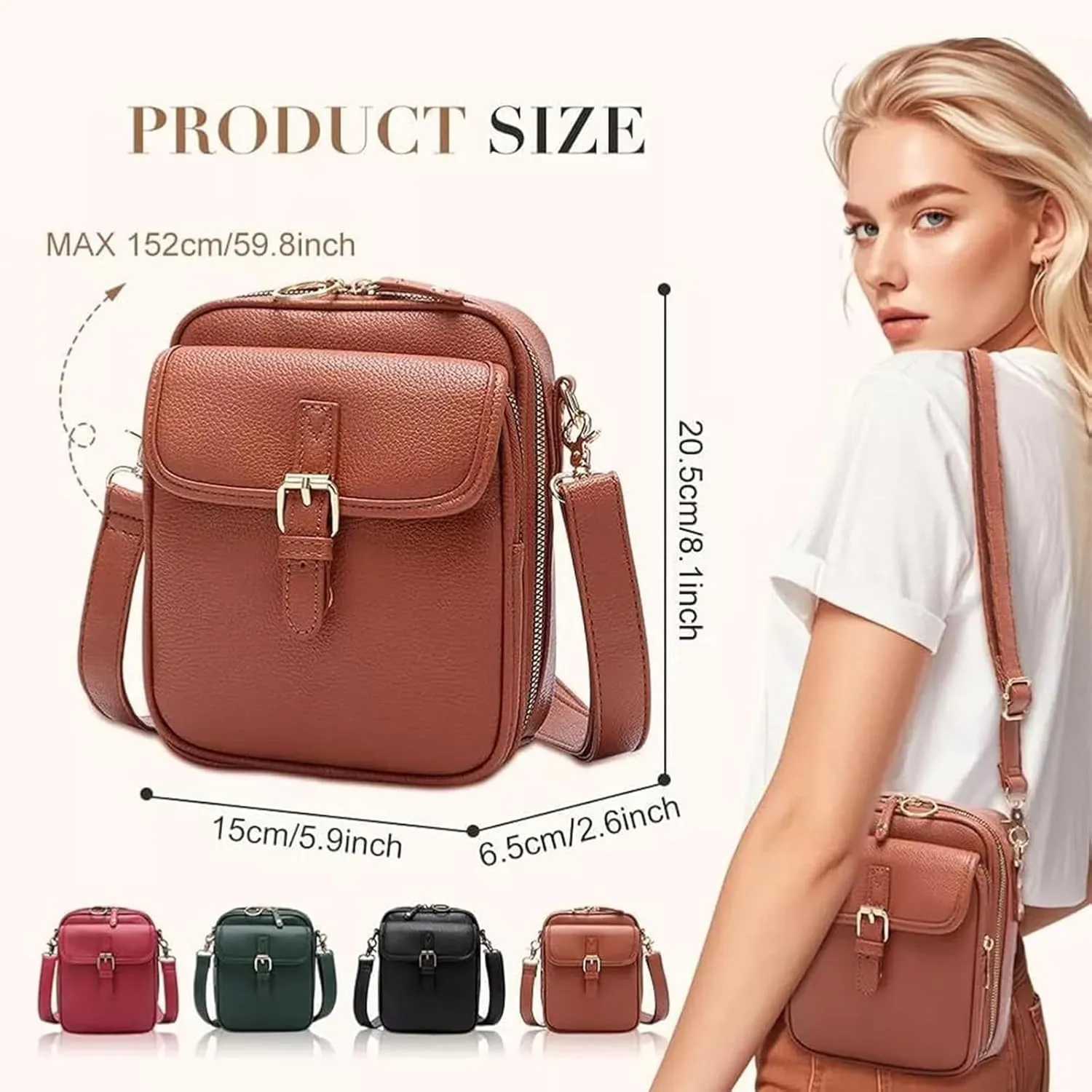 Tojoyride Crossbody Bag Small Leather Messenger Bag Urvashi Crossbody Purse For Women Men Shoulder Bags With Card Slots