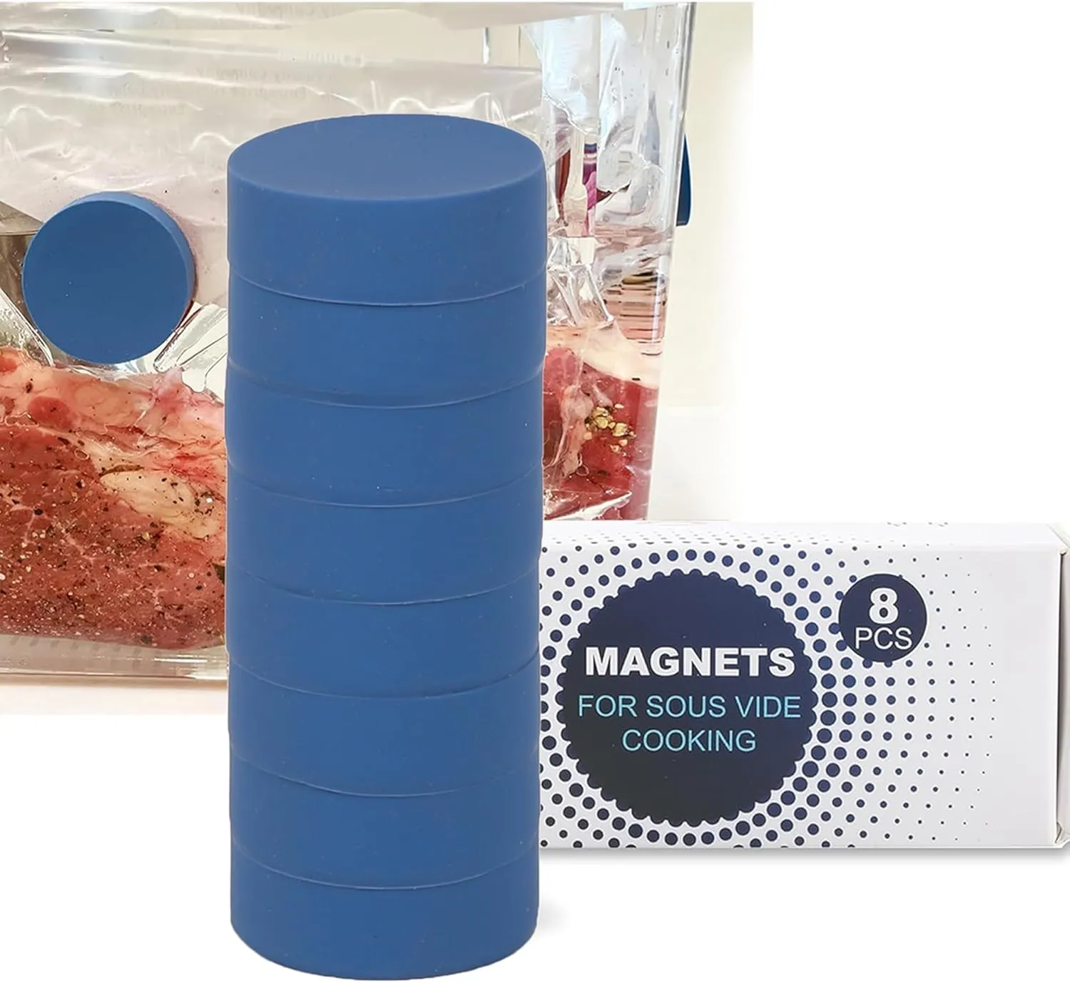 TonGass 8-Pack Sous Vide Magnetical Weights Works on All Sous Vide Machines, Silicone-Coated Magnets for Keeping Bags Submerged & Prevent Floating, Powerful Food Safe Weighted Magnets for Containers