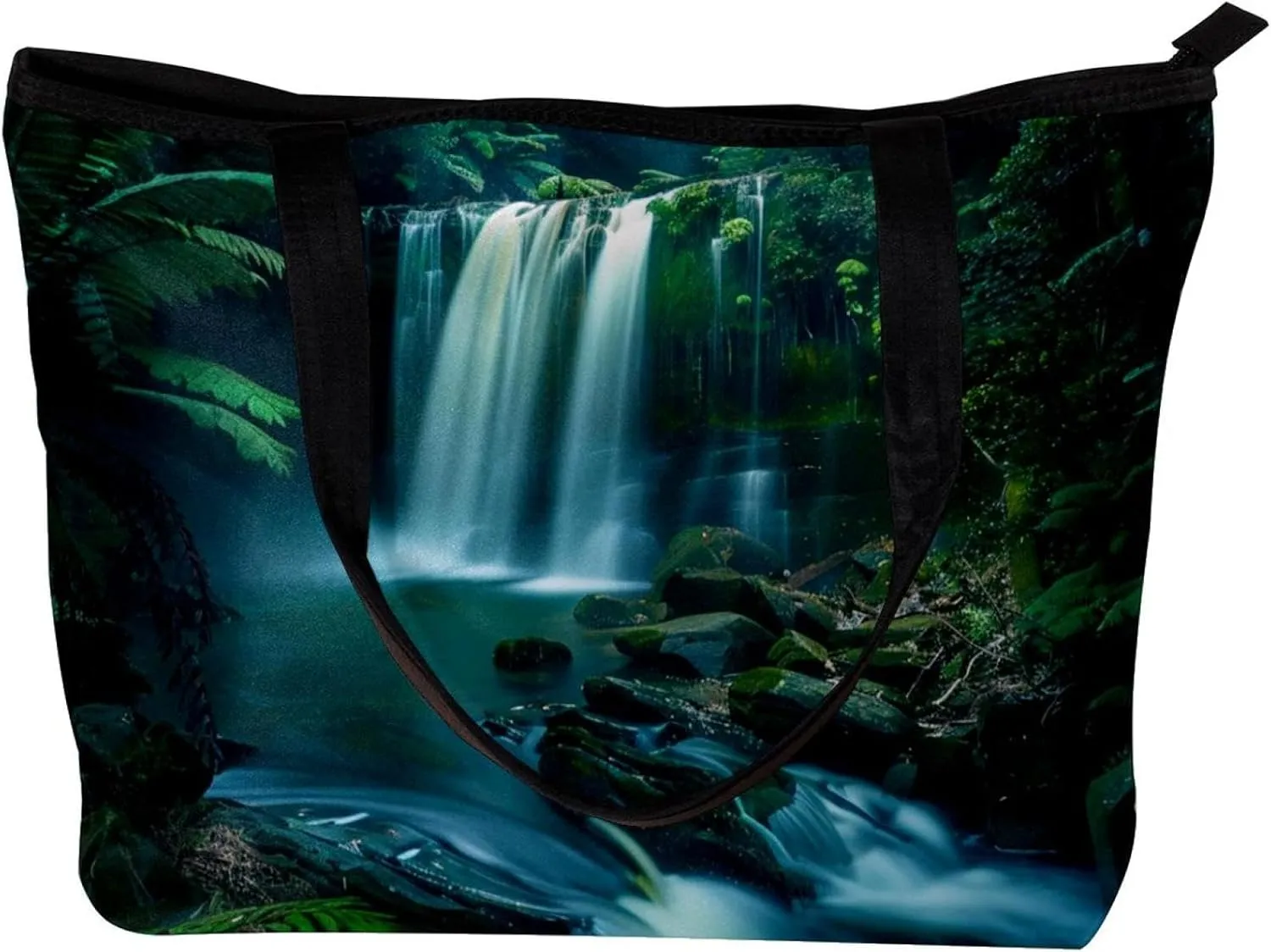 Tote Bag for Women, Large Tote Bags for Women, Women's Tote Handbags, Rainforest Waterfall Landscape, Tote Bags for Women
