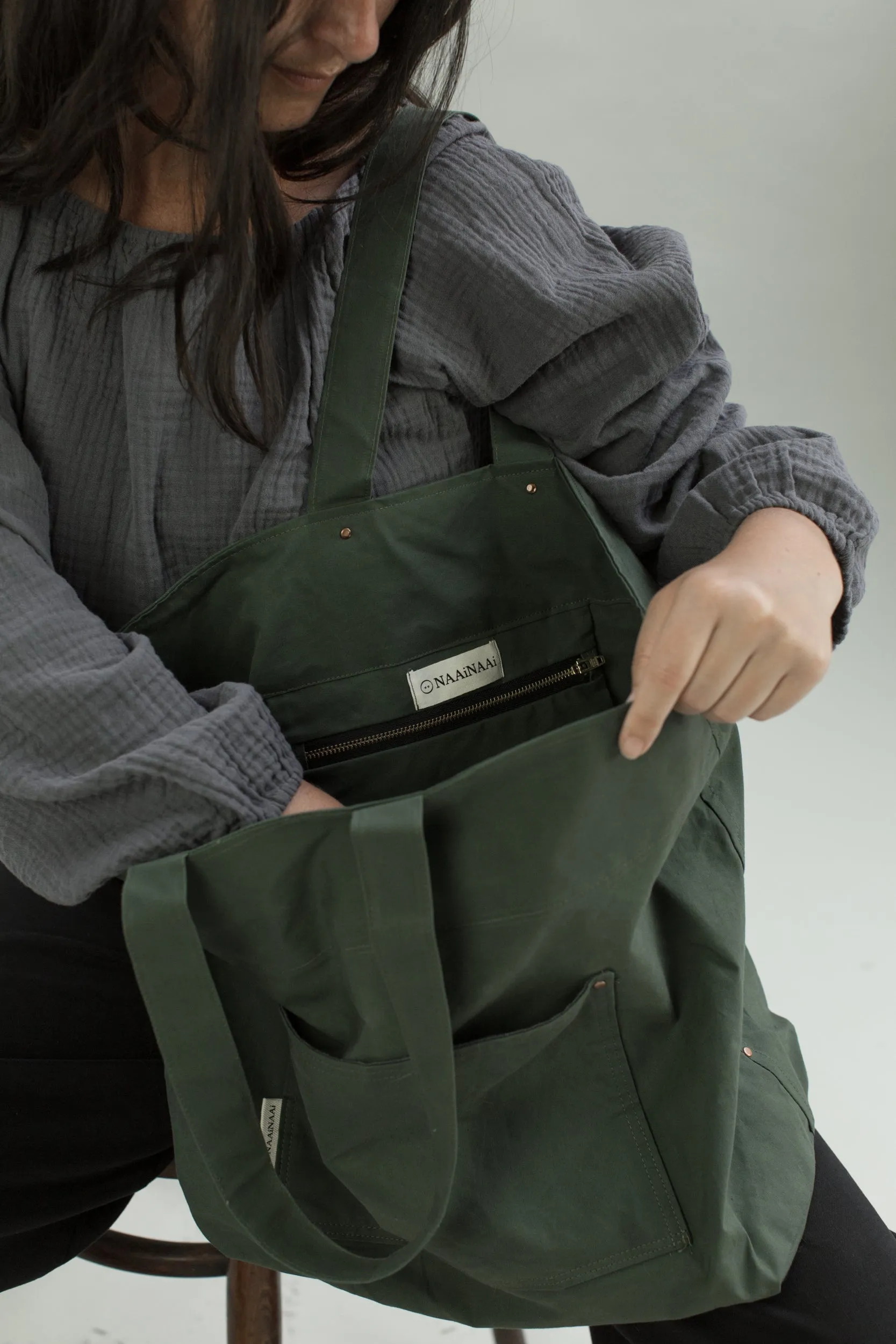 Tote bag in Waxed Organic cotton (ready to ship)