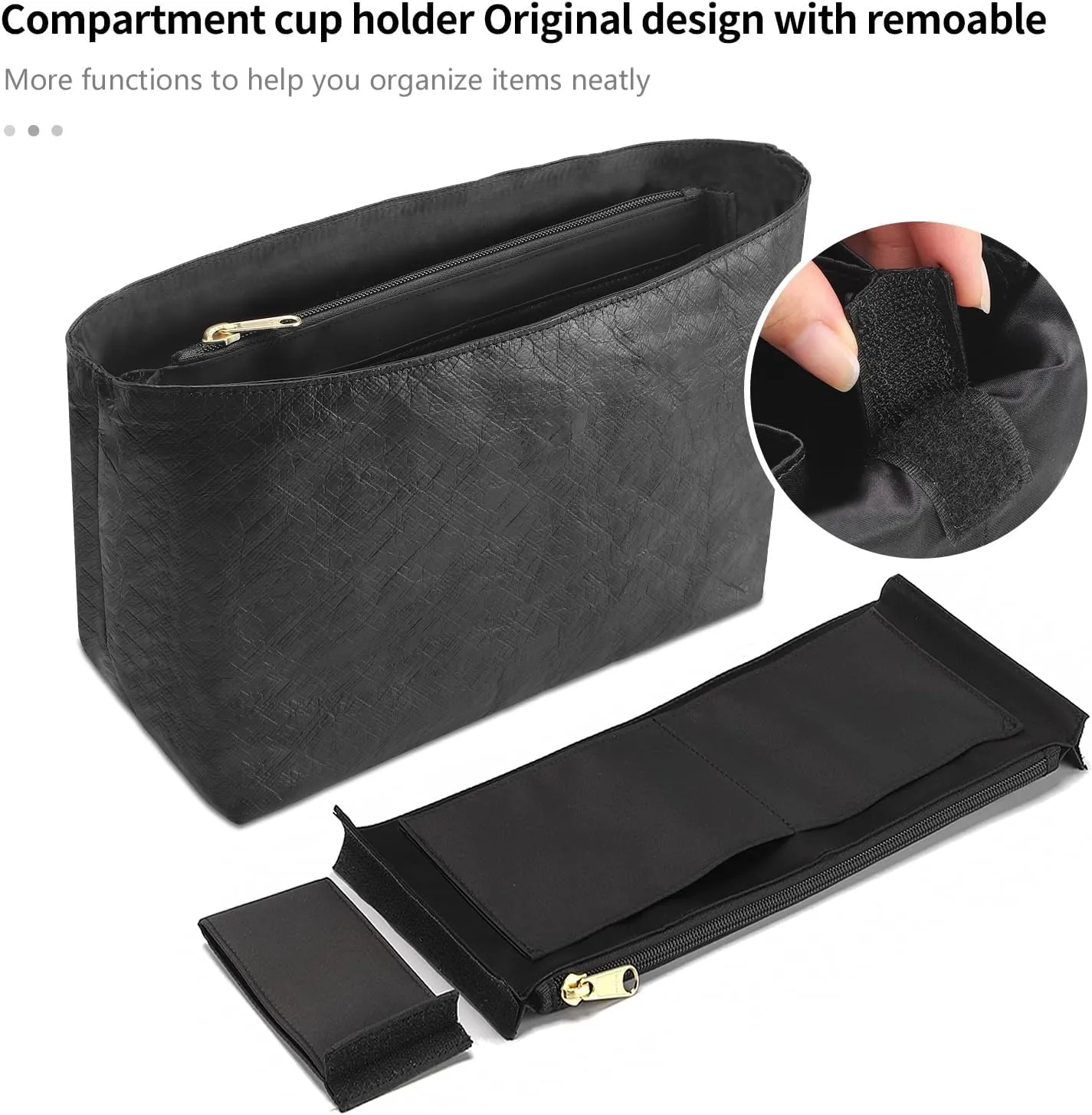 Tote Bag Organizer Insert Compatible with Geya Hobo Handbag, Dupont Paper Inner Purse Organizer Insert Makeup Liner Bag Shaper Black
