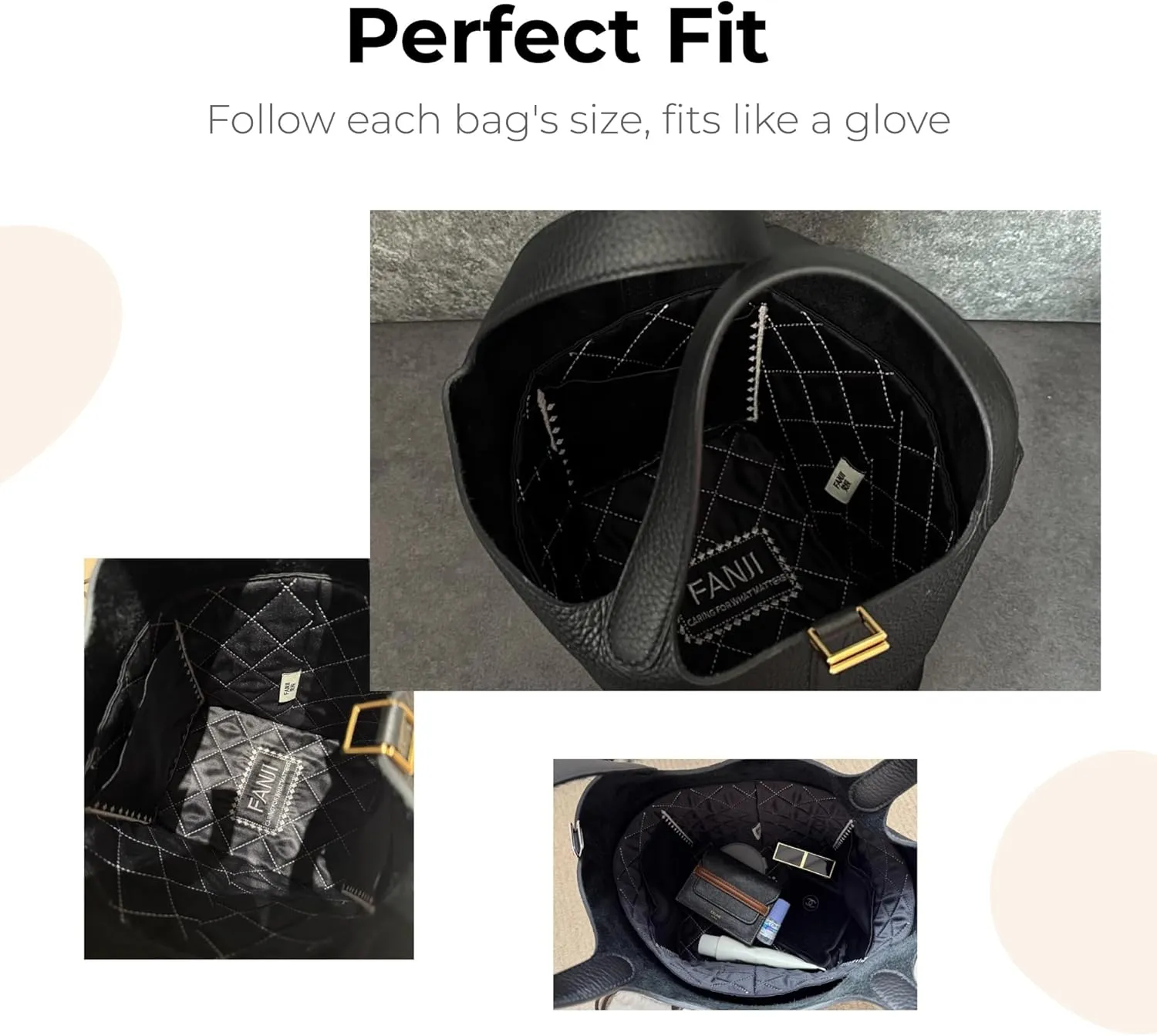 Tote Bag Organizer Insert for HERMES Picotin22 handbag, Custom Fit Inside Premium Matte Black Lightweight WaterResistant Purse Insert