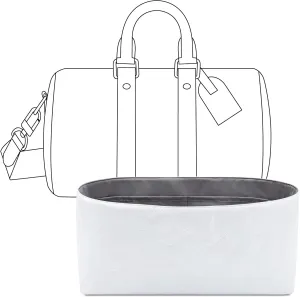 Tote Bag Organizer Insert for LV Keepall 35 handbag, Custom Fit Inside Premium Slate Gray Lightweight WaterResistant Purse Insert with Cup Holder Accessories