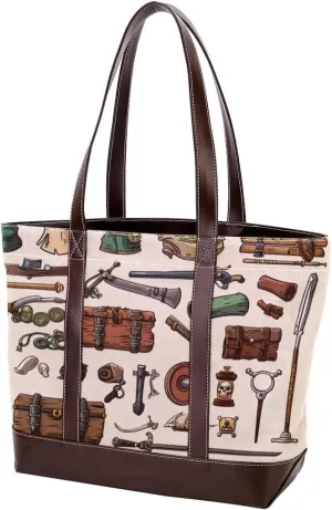 Tote Bags, Large Tote Bag, Tote Bag with Zipper, Nautical Anchor Ocean Summer, Tote Bags for Women