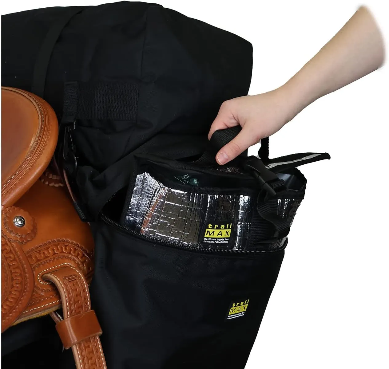 TrailMax Large Saddlebags for Trail Riding; Insulated Saddle Bags for Horses; Saddle Bags with Detachable Cantle Bag; Saddle Bag & Cantle Bag Set; Saddle Bags for Western & Endurance Saddles