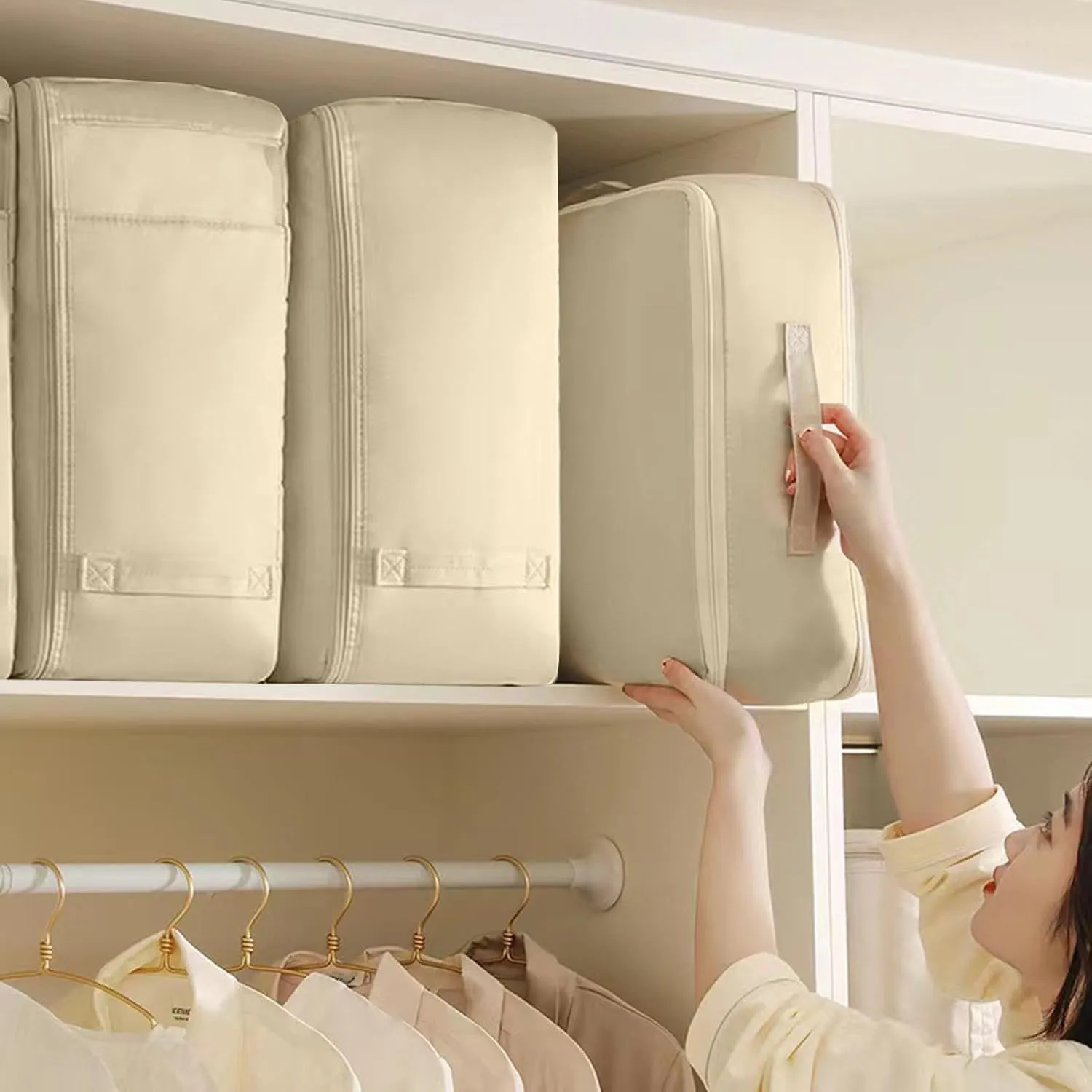 Travel Clothes Cubes - Bedding Storage Bags, Under Bedding Bag | Closet Organizers Luggage Storage with Handle, Space Saving Portable Foldable Bed Sheets Bags for Clothing Blankets Closet
