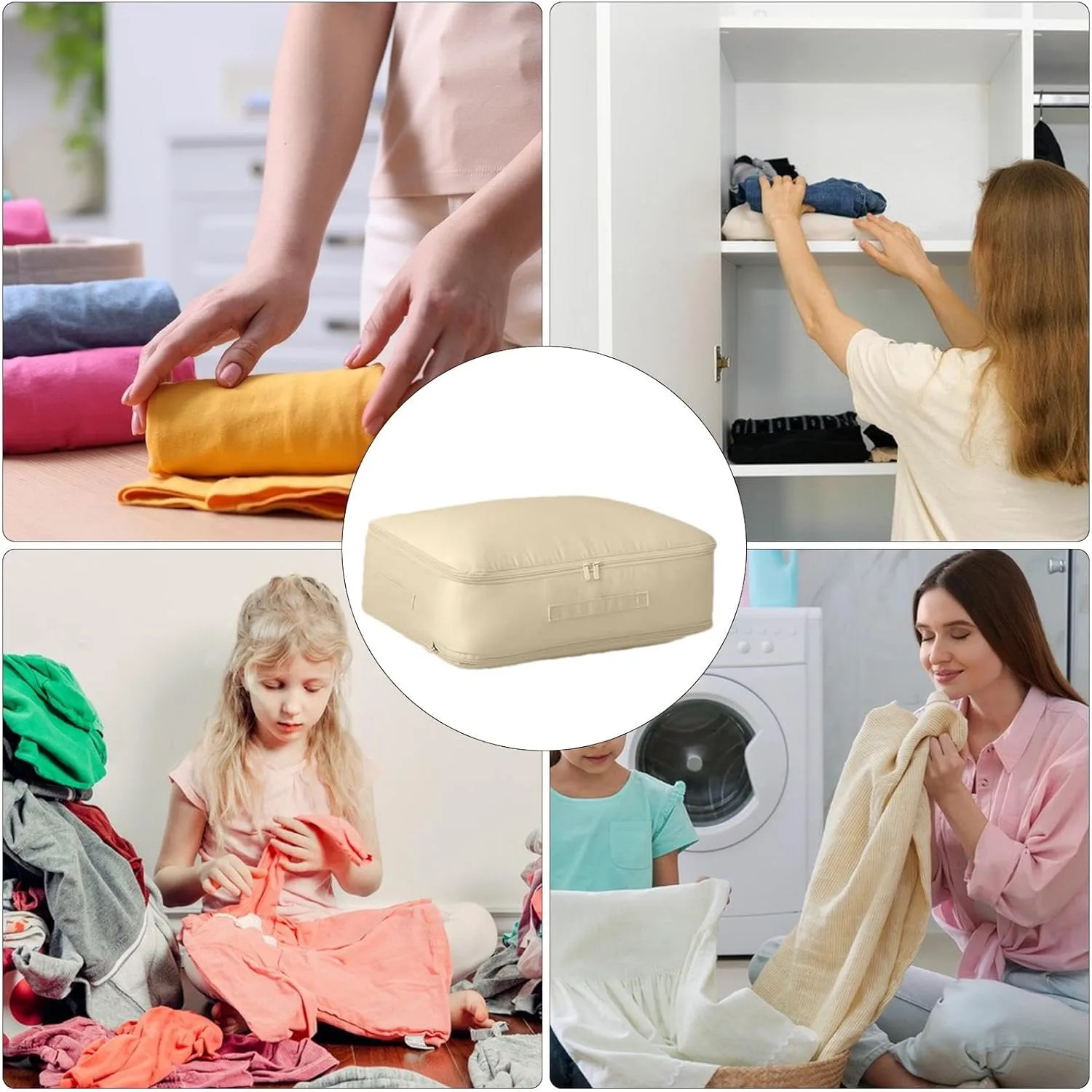 Travel Clothes Cubes - Bedding Storage Bags, Under Bedding Bag | Closet Organizers Luggage Storage with Handle, Space Saving Portable Foldable Bed Sheets Bags for Clothing Blankets Closet