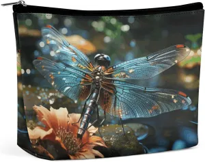Travel Cosmetic Bag,Dragonfly Flying on The Pond Print Handheld Cosmetic Travel Bag,simple Cosmetic Bag,cosmetic Bag for Purse