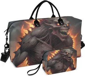 Travel Duffel Bags for Unisex-Adult, Personal Item Travel Duffel Bag with Shoes Compartment, Carry On Bag for Women, Travel, Gym, Weekend,Anger Dragon Fantastic
