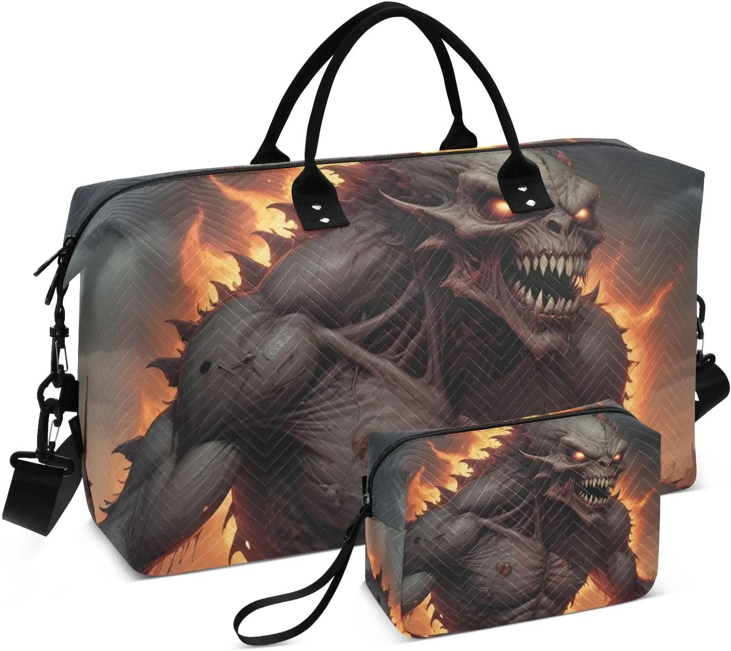 Travel Duffel Bags for Unisex-Adult, Personal Item Travel Duffel Bag with Shoes Compartment, Carry On Bag for Women, Travel, Gym, Weekend,Anger Dragon Fantastic