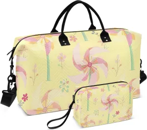 Travel Duffel Bags for Unisex-Adult, Personal Item Travel Duffel Bag with Shoes Compartment, Carry On Bag for Women, Travel, Gym, Weekend,Cartoon Windmill Print