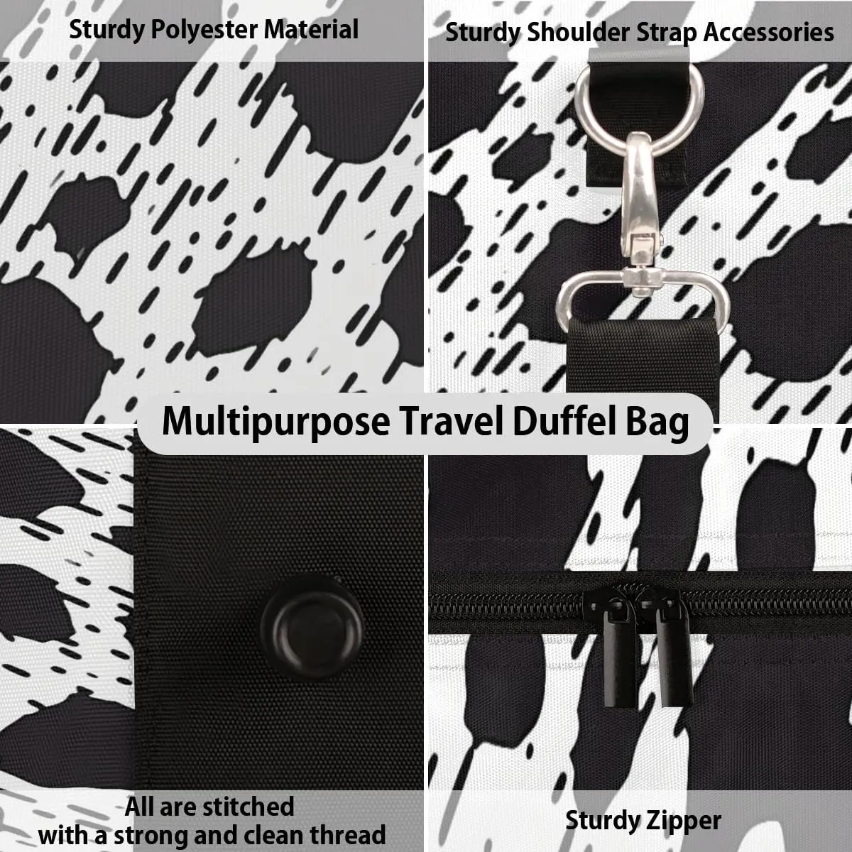 Travel Duffle Bag Abstract Leopard Print Gym Bags for Men Women Travel Duffel Bags with Adjustable Shoulder Strap Carry On Weekender Bag